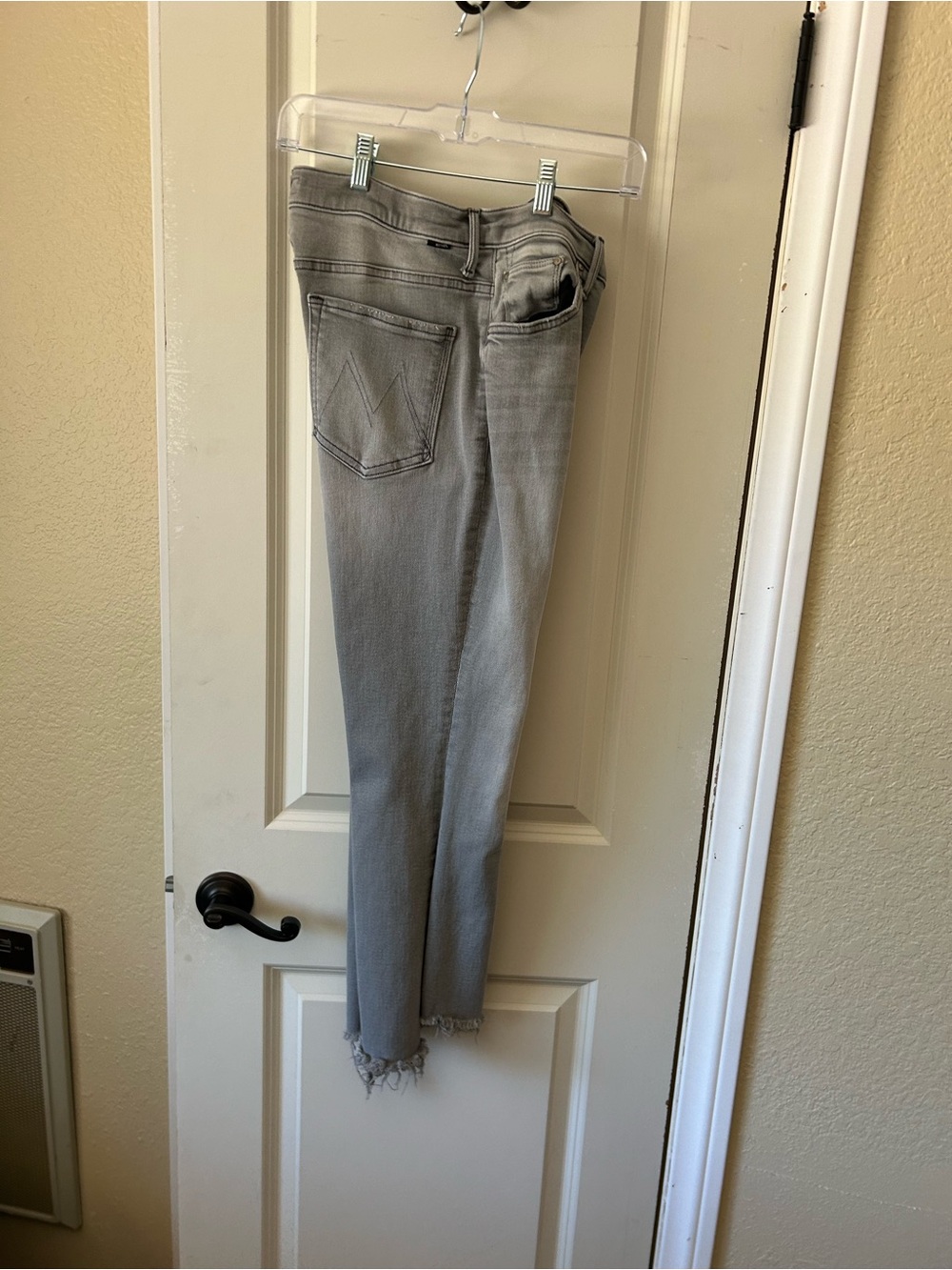MOTHER Gray Ankle Frayed Slim Jeans